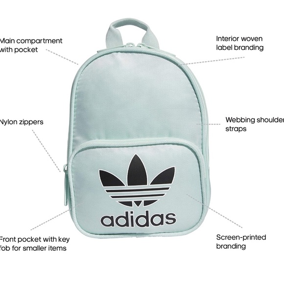 adidas Originals Women's Santiago Mini Backpack, Ice Mint Green, One Size - Picture 2 of 10